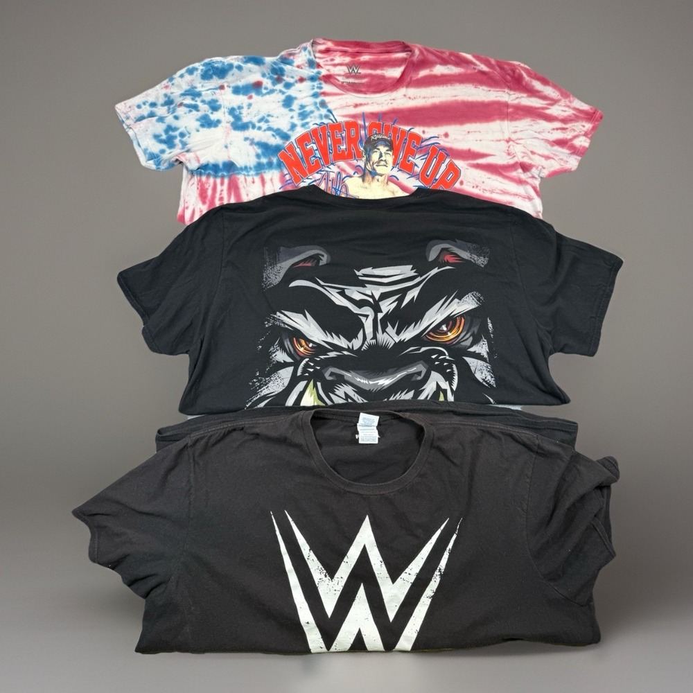 Lot 3 WWE John Cena T-shirts 3XL Hustle Loyalty Respect Tie Dye Big Dog Black